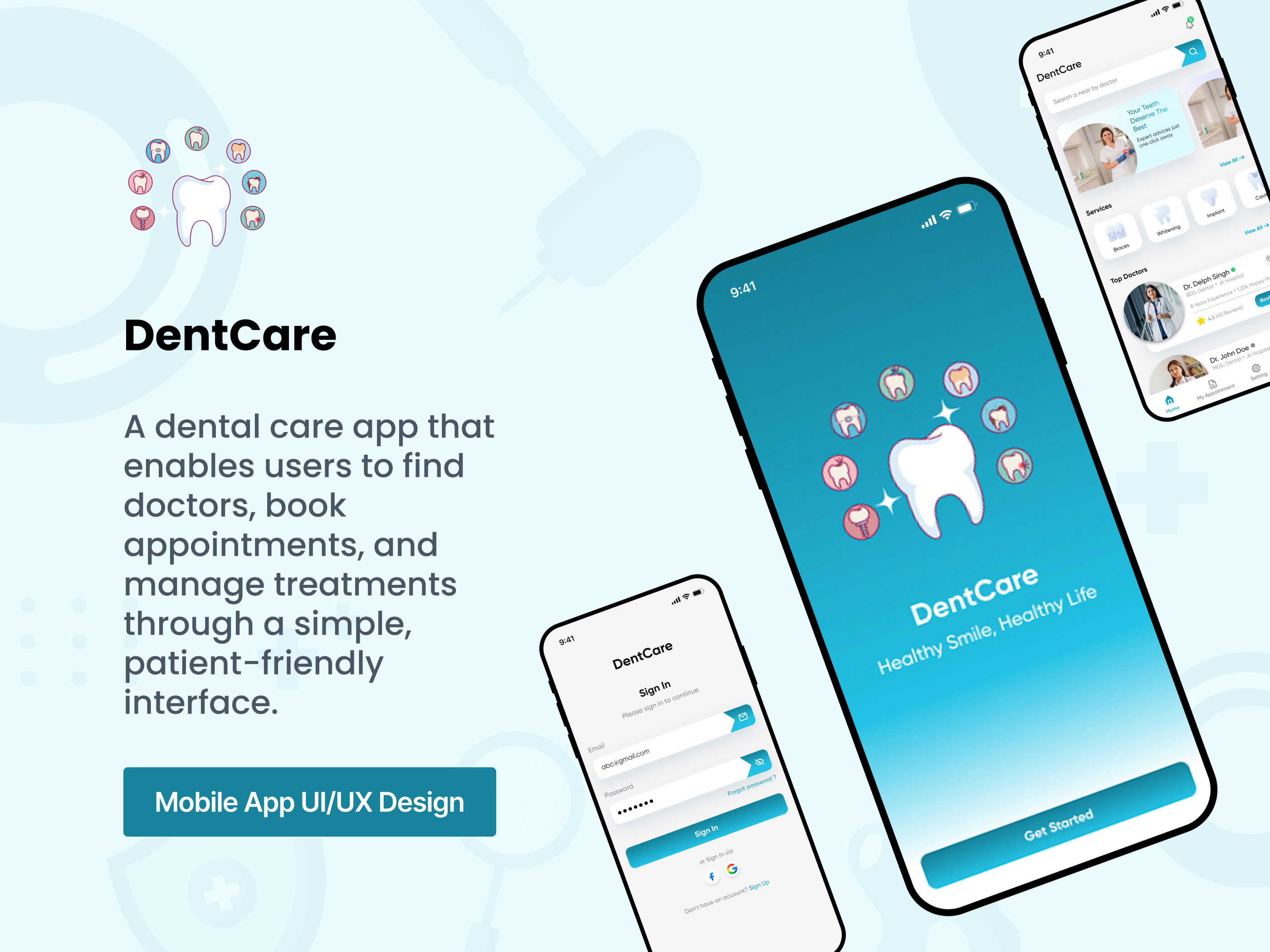 Dental App Designs – Innovative Healthcare App UI Design appdesign appui cleandesign dentalapp dentalcare dentalcaremobileappdesign dentcareapp dentists doctorappointmentapp healthcareapp healthtech medicalcare mobileappdesign mobileapplication modernui ui uiux uiuxdesign ux