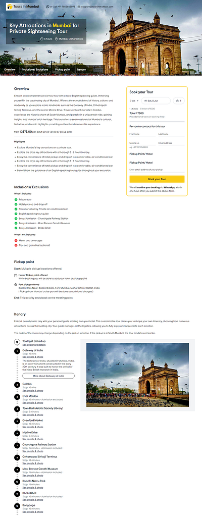 Tours in Mumbai ui website design