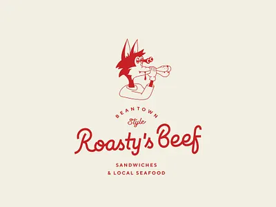 Roasty beef branding brandmark coyote illustration lettering logo logotype sandwich wordmark