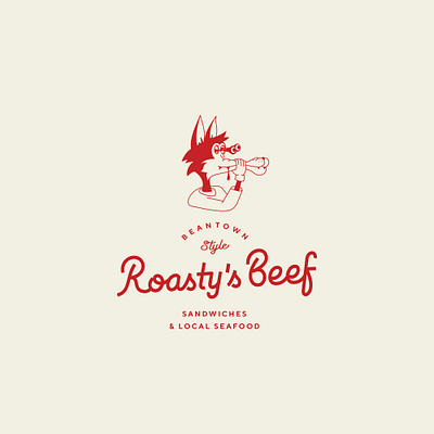 Roasty beef branding brandmark coyote illustration lettering logo logotype sandwich wordmark