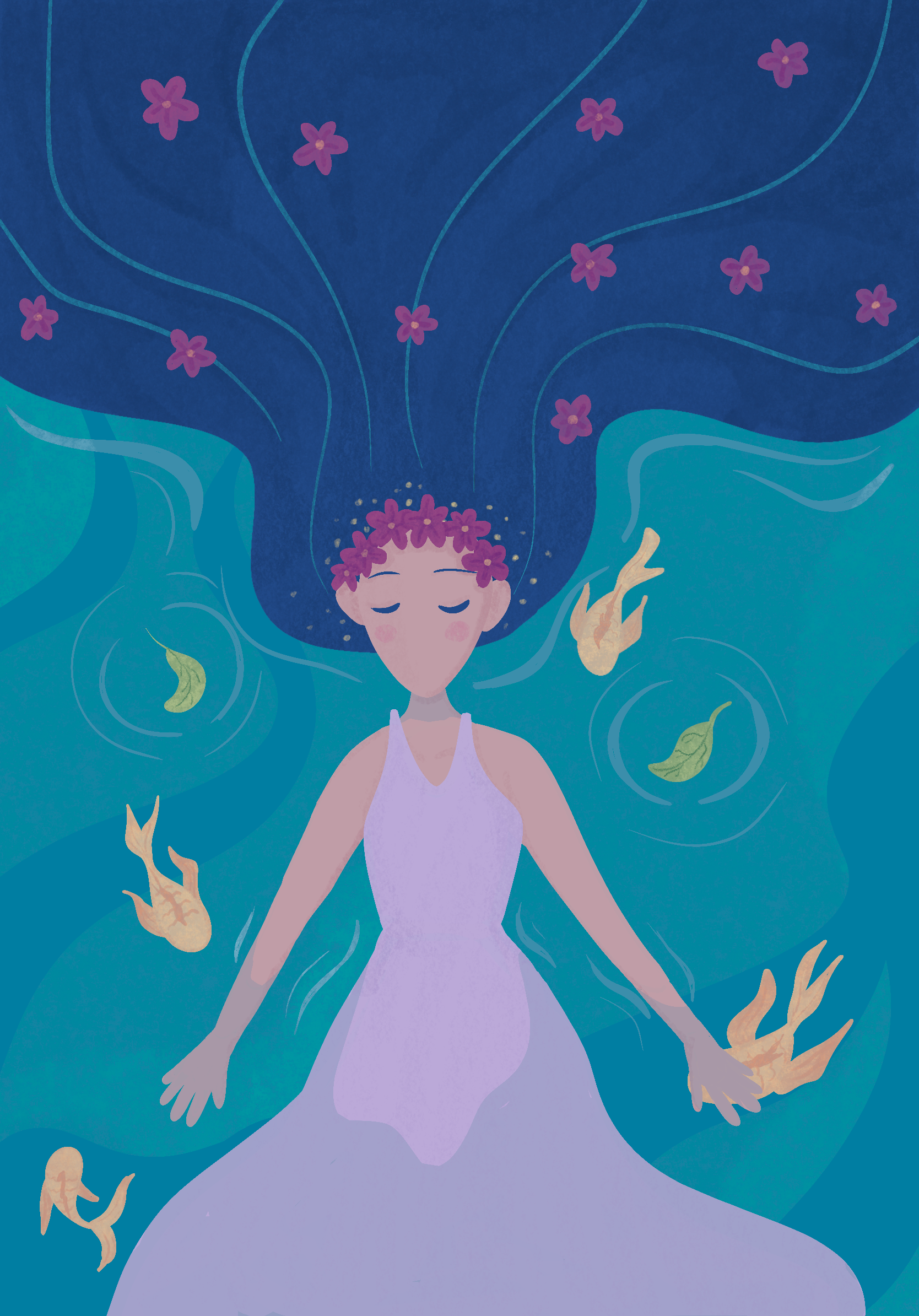 Calm calm design girl graphic design illustration relax river vector water