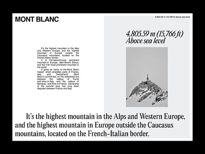 Mont Blanc | Editorial layout, pt. 19 design editorial figma graphic design grid landing landing page layout minimal minimalism minimalist poster swiss typographic typography ui ui design user interface web web design