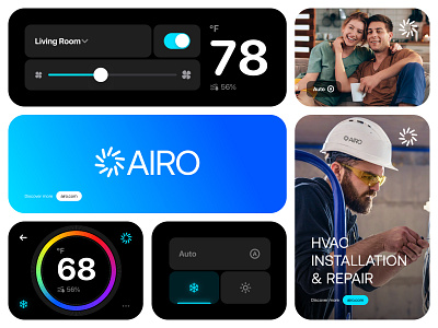 AIRO - Thermostat App Brand Identity app brand brand design brand identity branding branding design design graphic design icon identity illustration logo logo design packaging smart home thermostat type typography