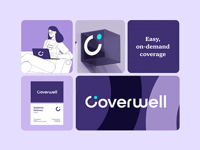 Coverwell: Modern Brand Identity for Easy and On-Demand Coverage brand identity business card design clean typography color palette corporate identity creative digital illustration graphic design illustration insurance services logo design minimalist design mockup modern branding on demand services professional trustworthy typography user friendly web design