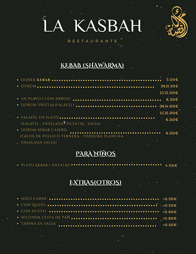 menu Restaurent authentic black and gold graphic design