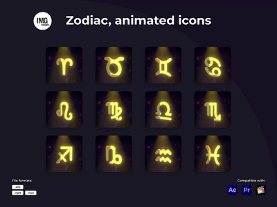 Zodiac, animated icons 3d animation app branding clean graphic design icon modern motion graphics product ui web zodiac