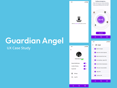 UX case study - (Own project) Guardian angel branding design emergency layout ui ux case study