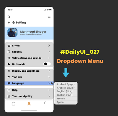 #DailyUI_027 - Dropdown Menu graphic design ui