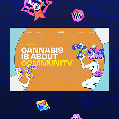 Oasis Cannabis branding freaky oasis cannabis ui website weird