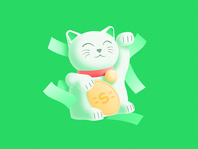 Join Stimulus! 3d branding cat gold gradient happy illustration light maneki mascot money neko network shadow social ui vector