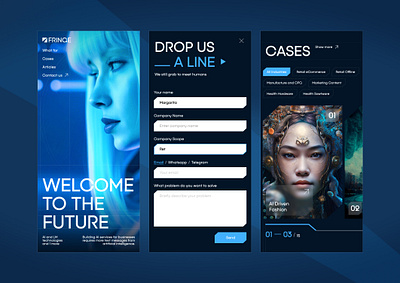 Forward into the Future: Corporate Site with AI Touch ai branding corporatesite design future ml mobile ui