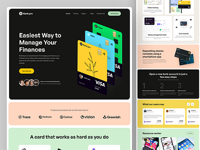 💼 Dive into Seamless Banking: Explore Bank Pro's Landing Page bank branding card fintech graphic design motion graphics ui