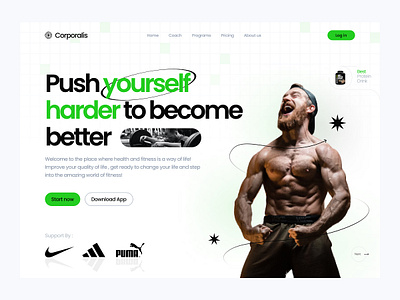 💪 Ignite Your Fitness Journey: Dive into Our Hero Section body branding fitness graphic design gym logo ui