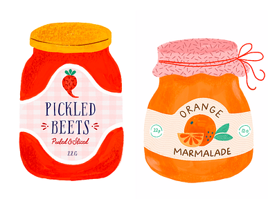 Vintage Jars colorful design digital handdrawn illustration jam jars packaging procreate vegetables vintage