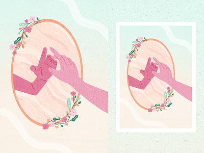 Hands 1 drawing flowers gradient hand illustration mirror