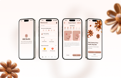 BSE Buddy - Healthcare App app design breast cancer disease feminine app health healthcare medical minimal mobile mobile design selfcare ui wellness