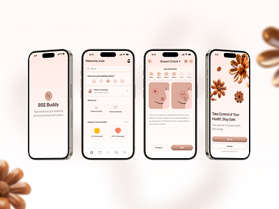 BSE Buddy - Healthcare App app design breast cancer disease feminine app health healthcare medical minimal mobile mobile design selfcare ui wellness