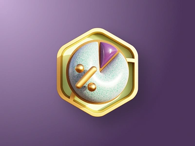 % Habit Completion Consistancy - Color 3d app application badge blender c4d chart design game gamification gold graphic design illustration percentage pie chart pin render violet