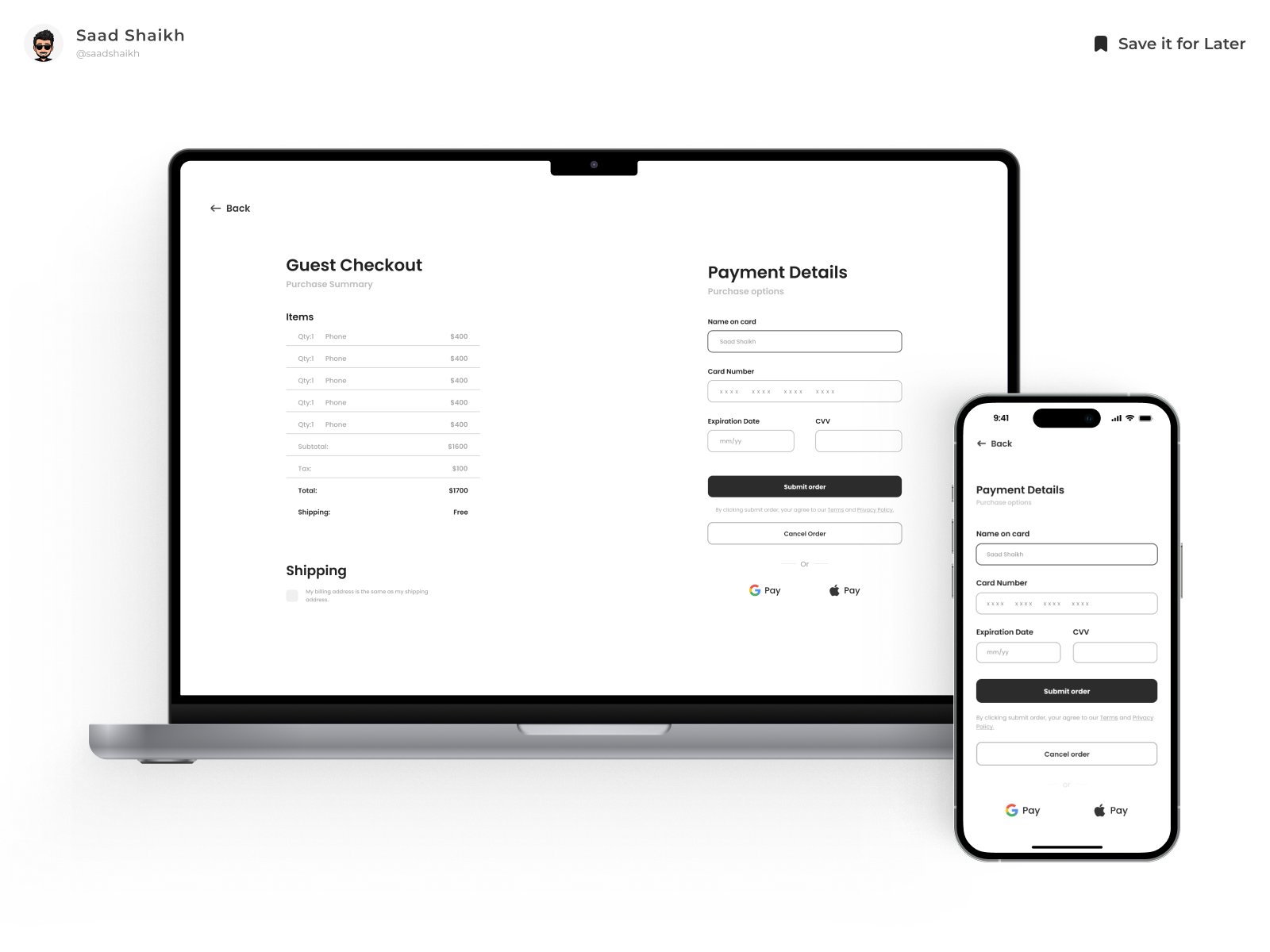 Checkout Page ✨ app app design bill branding card checkout clean design figma iphone minimal mobile mobile app payment product professional ui ui design web website