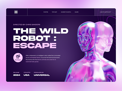 Movie website design ai website branding dashboard design futuristic graphic design movie movie website pink purple robots website ui web design