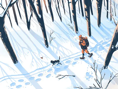 A Winter Stroll - i2i Art Inc. - ©Andrea Cheung andrea cheung contemporary editorial elegant i2i art illustratoion moody painterly textured tranquil