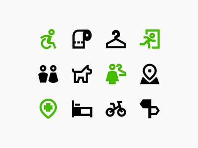 Wayfinding & Accessiblity Icons - Sharp Remix accessbility branding design flat icons illustrator line logo minimal sharp signage solid streamline streamlinehq vector wayfinding