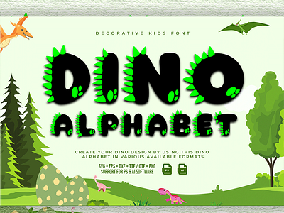 Dino Alphabet New Decorative Kids Font childrens books childrens design childrens illustration colorful typography creative typography educational design fun typography fun with fonts illustration for kids kids art kids creative kids design kids fon kids graphics kids illustration kids typography playful fonts storybook design typography for kids whimsical fonts
