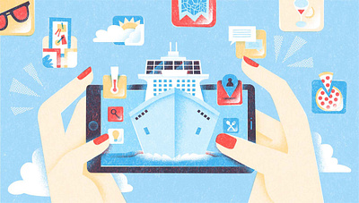 Cruise Ship Travel - i2i Art Inc. - ©Ane Arzelus ane arzelus colorful conceptual contemporary digital editorial graphic i2i art illustration stylized
