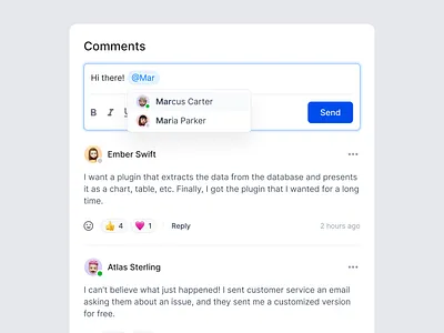 Comments Component comment comment component comment history comment modal comment popup component content content design editor engagement feedback product design text editor ui user comments ux