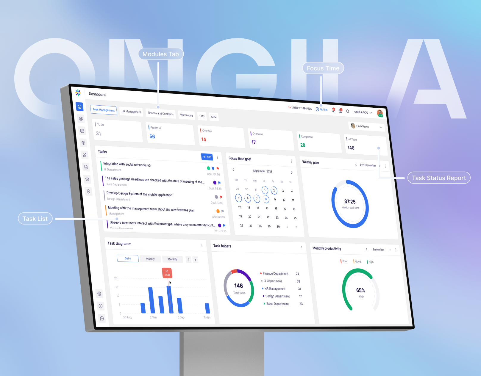 ERP System - Home Dashboard animation dashboard design erp figma saas ui ux uxui webdesign