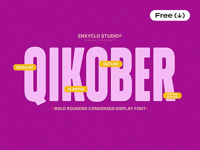 NCL QIKOBER — Condensed Font bold condensed design display download font free freebie outline pixelbuddha rounded slanted type typeface typography
