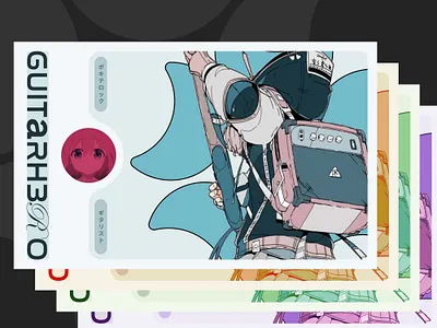 Guitarhero Landing Page Design 🎸 anime colorful figma guitar illustration japanese landing page manga minimalist monochrome music neon color ui design uiux web design website