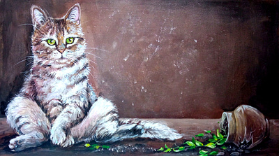 Original acrylic painting by Ukrainian artist, Cat Ukraine art cat hand painted paint painting pet style ukraine
