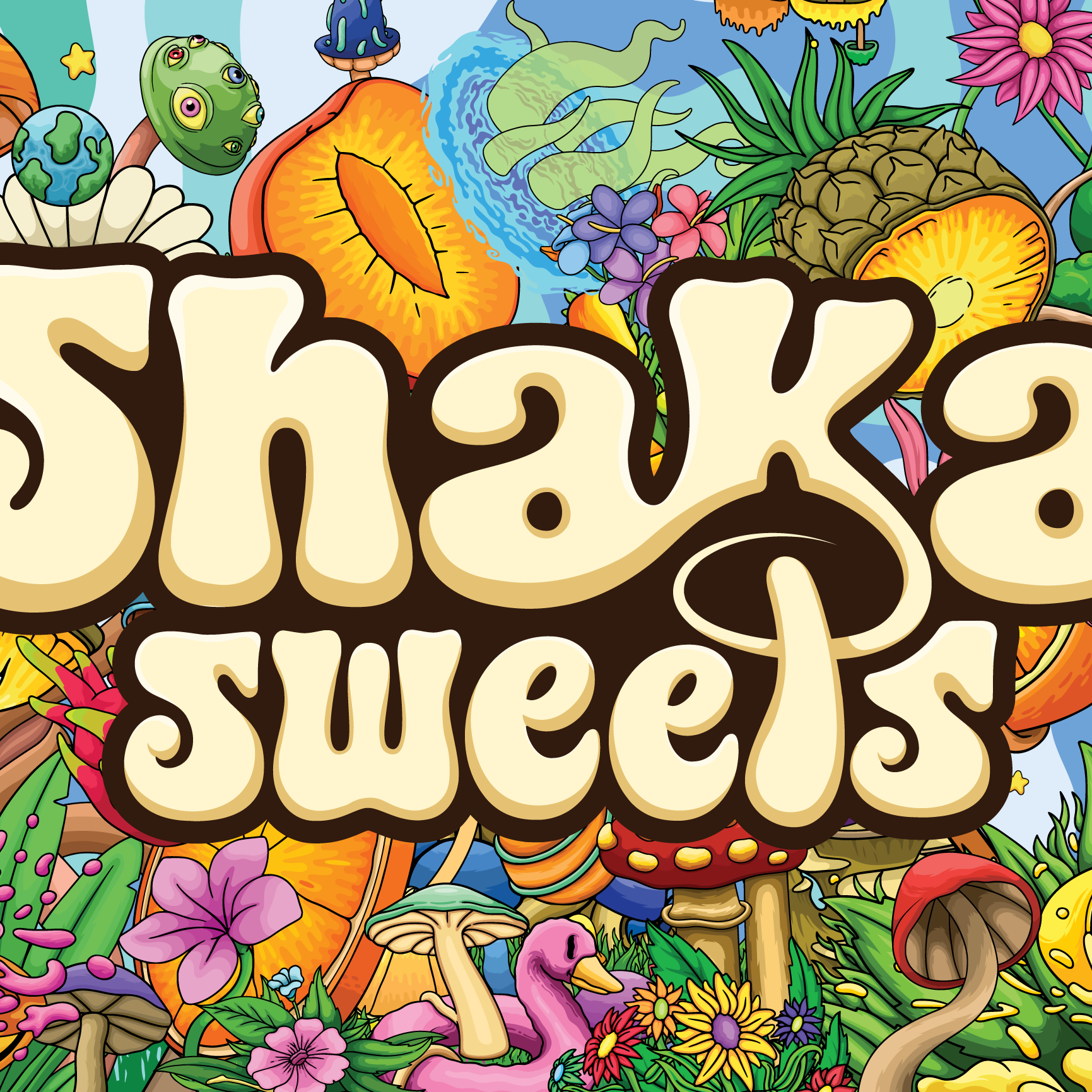 Shaka Sweets branding character design design graphic design illustration logo logo design magic magic mushroom mushroom trippy trippy illustration ui ux vector