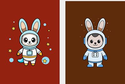 Cute rabbit astronaut branding cat character cute design graphic design illustration logo mascot rabbit ui