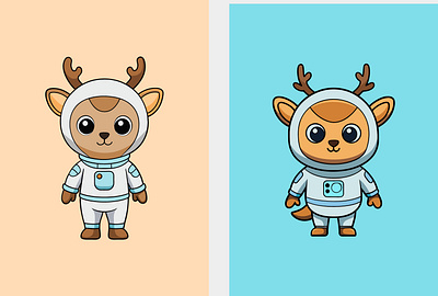 Cute Deer Astronaut branding character cute deer design graphic design illustration logo mascot