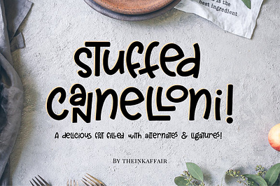 Stuffed Cannelloni Font cute font bundle handdrawn handwriting handwritten heavy icon ligatures sans serif stuffed cannelloni typeface