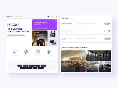One Direct e-shop website - Homepage cards desktop e commerce e shop illustration purple tag technologie ui ux violet website