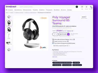 One Direct e-shop website - Product page desktop e commerce e shop product product page purple ui ux violet