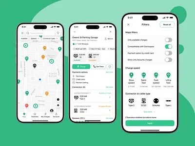 Map of electric charging stations - Mobile iOS App Design Concep charging electric charging stations ios mobile mobile ios app ui