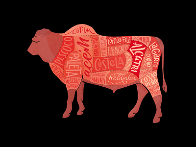 Mambo Market bull butcher grocery illustration lettering typography