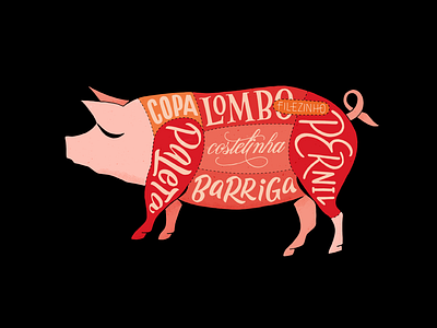 Mambo Market butcher grocery illustration lettering pork typography