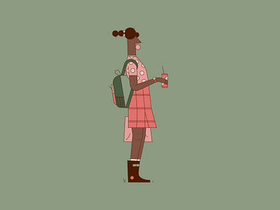Bubblegum backpack boots character child girl green gum illustration pink school soda vector wellies