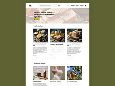 Pure Essence Soaps: Minimal & Elegant E-commerce Design 🫧 branding e commerce figma ui website design