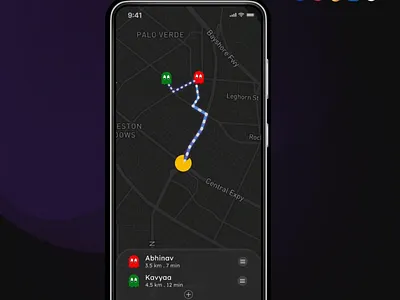 Location Tracker (Pac-Man Theme) animation design figma gamification location motion graphics pacman tracking ui