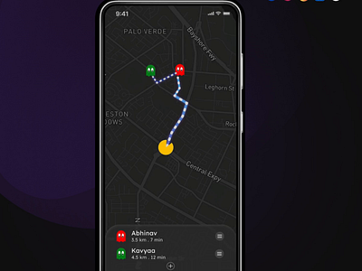Location Tracker (Pac-Man Theme) animation design figma gamification location motion graphics pacman tracking ui