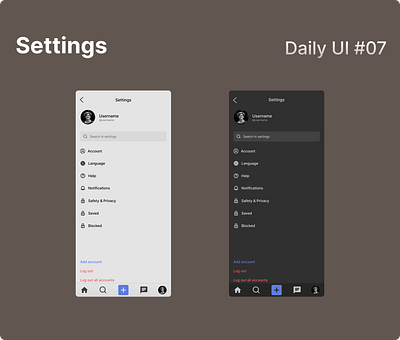 Daily UI 007 - Settings branding dailyui design ui