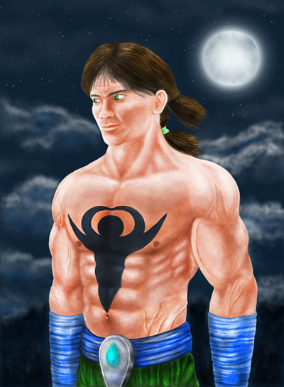 Digital painting - Moonlight warrior character design concept art digital painting fantasy illustration mystic warrior