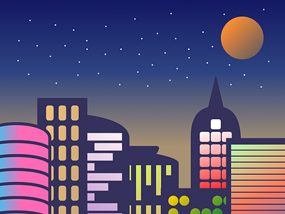 City Skyline city city skyline design digital art digital illustration figma illustration neon skyline sunset ui