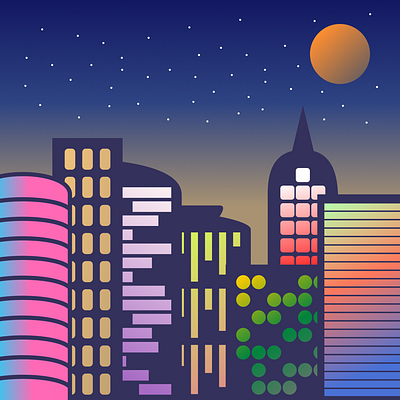 City Skyline city city skyline design digital art digital illustration figma illustration neon skyline sunset ui